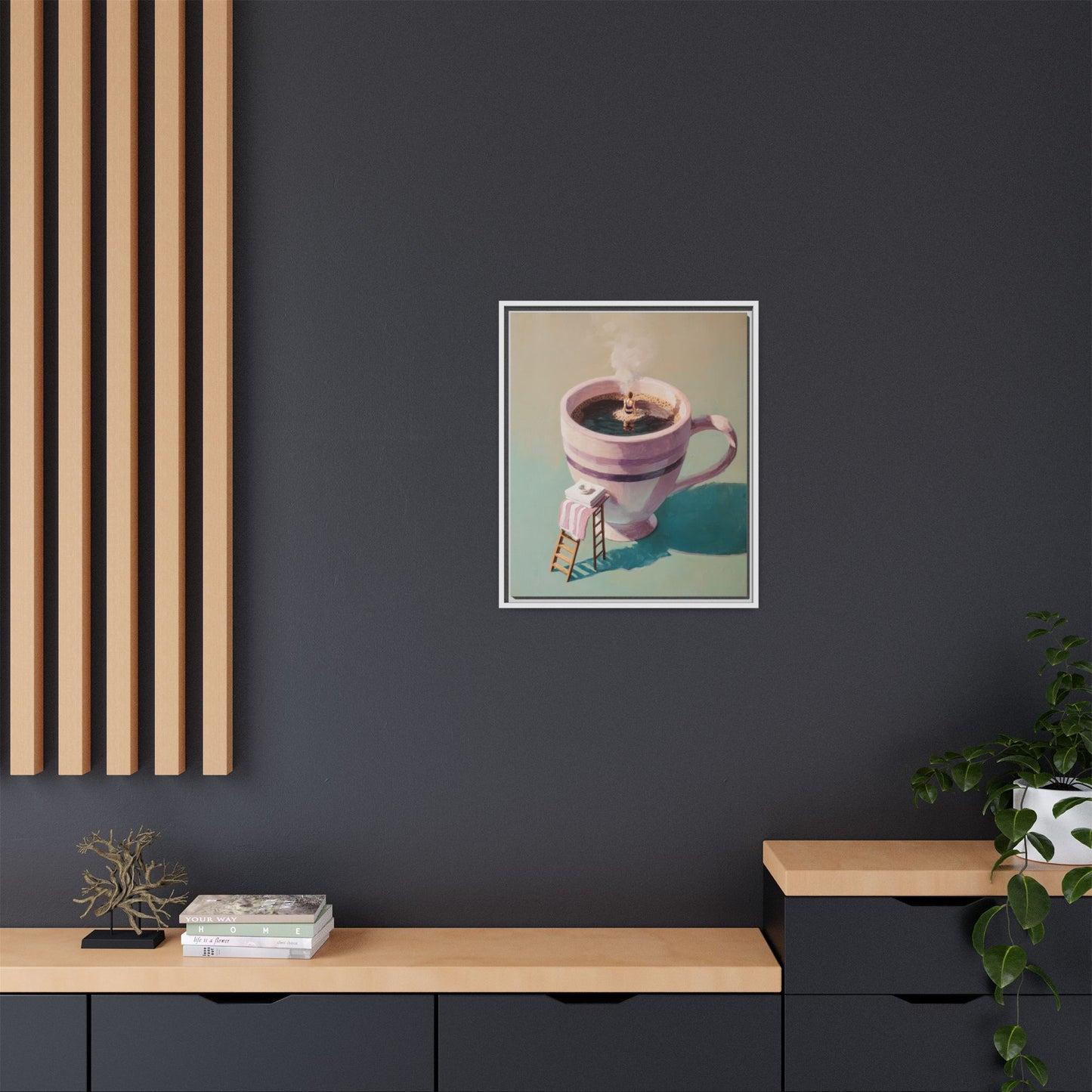 Funny Coffee Lover Framed Canvas Wall Art