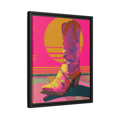 Retro Western Themed Framed Canvas Wall Art