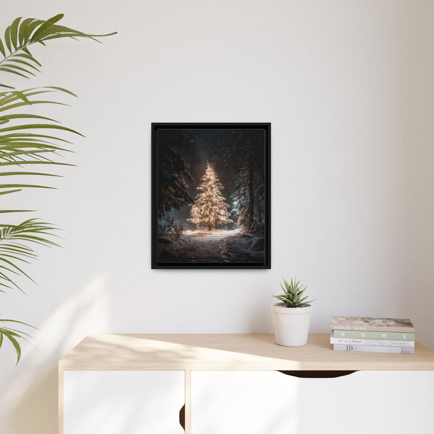 Bright Christmas Tree Framed Canvas Wall Art