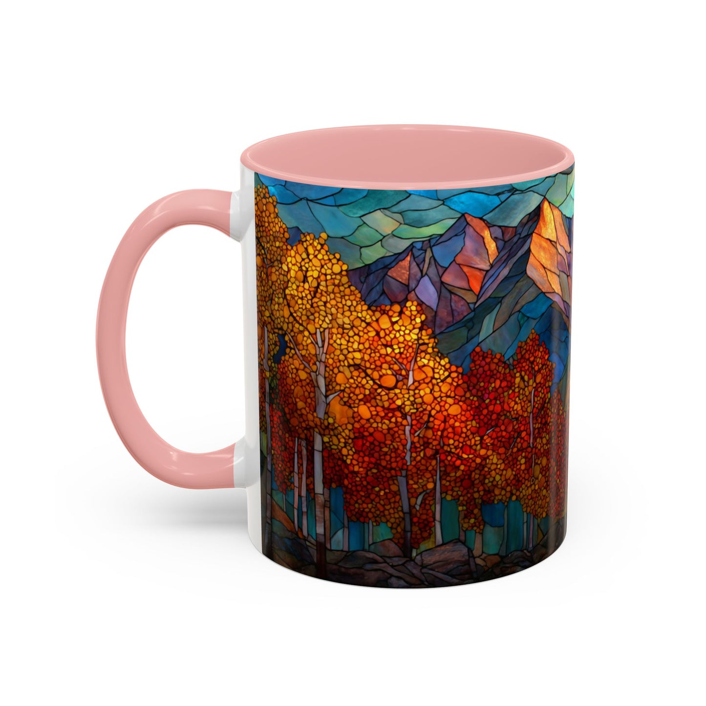 Autumn Mountain Stained Glass Effect Coffee Mug