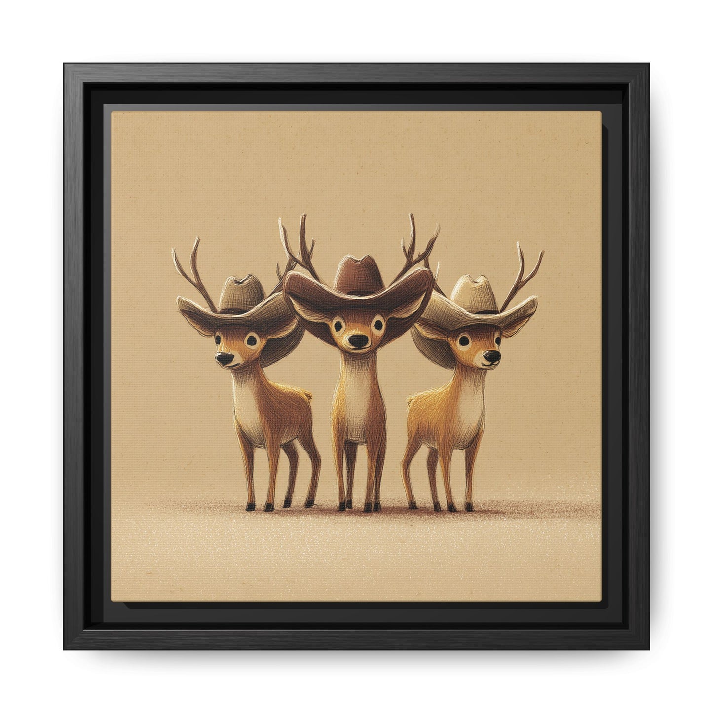 Cowboy Reindeers Christmas Framed Canvas Wall Art