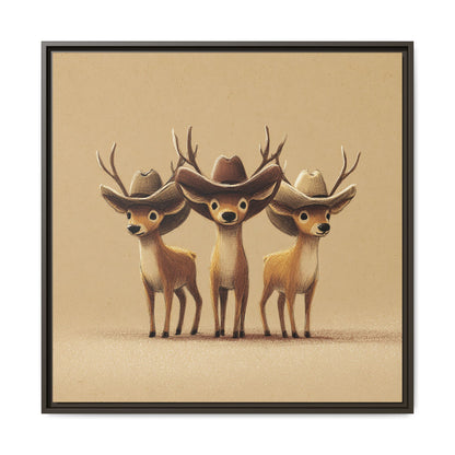 Cowboy Reindeers Christmas Framed Canvas Wall Art