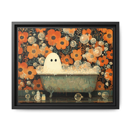 Ghost on Tub Framed Canvas Wall Art