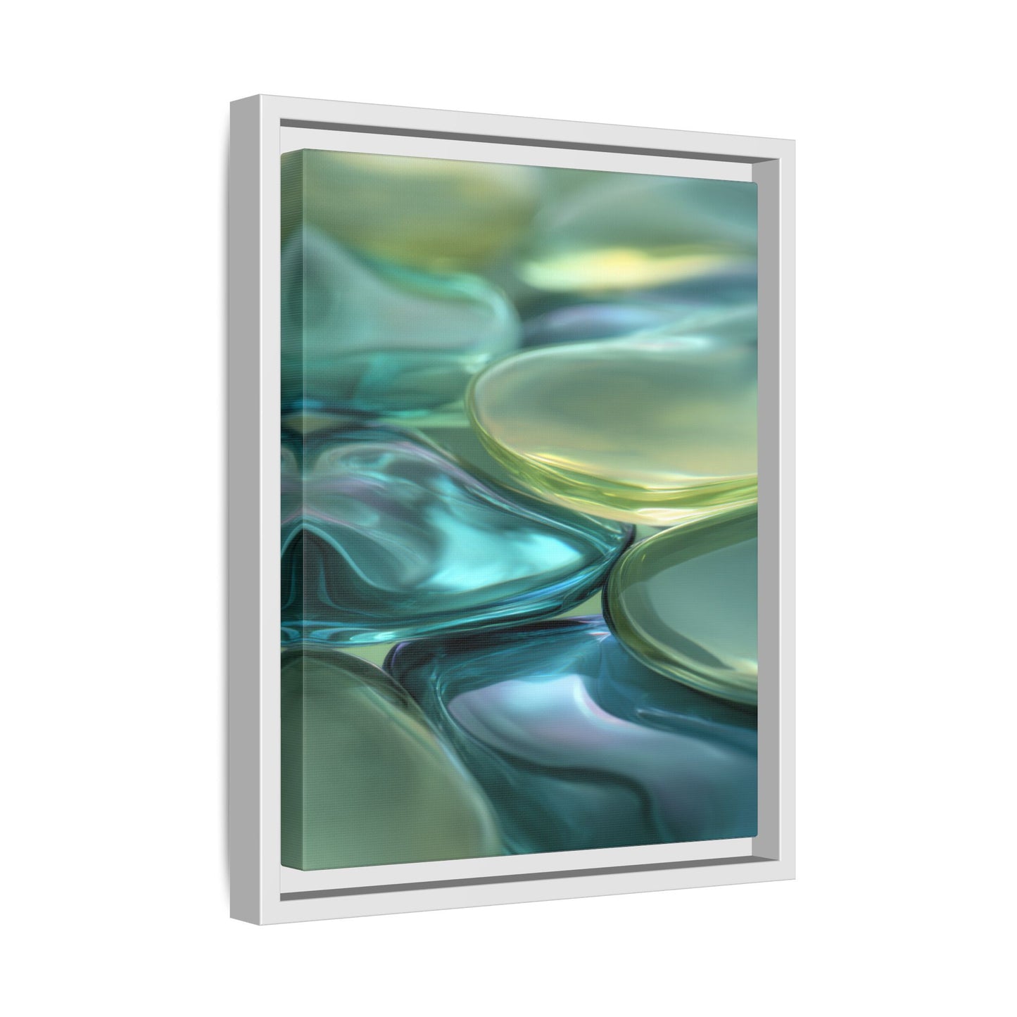 Abstract Green Stones Framed Canvas Wall Art