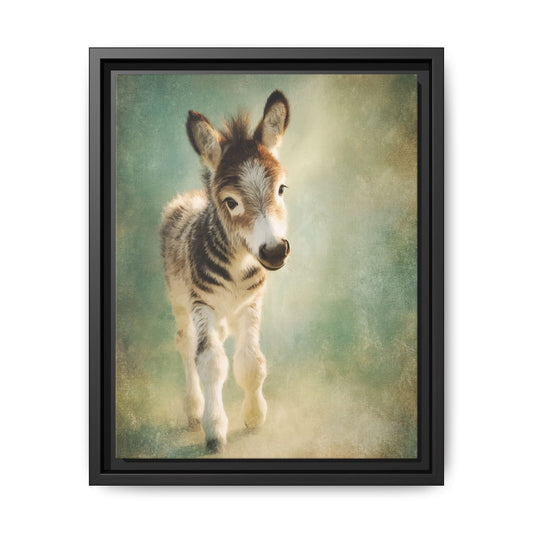 Baby Donkey Nursery Framed Canvas Wall Art