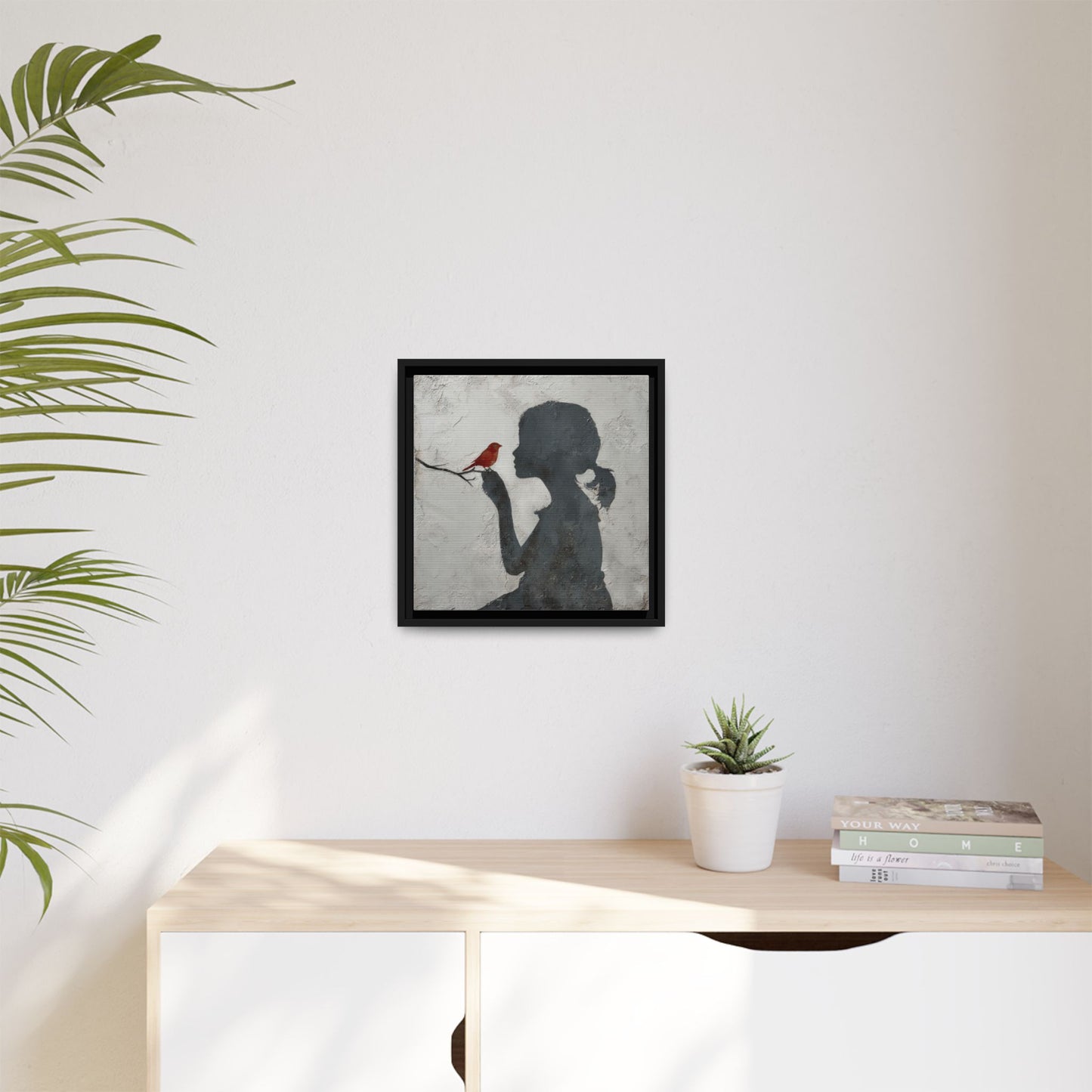Child silhouette Square Framed Canvas Wall Art