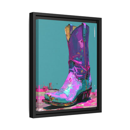 Retro Western Themed Framed Canvas Wall Art