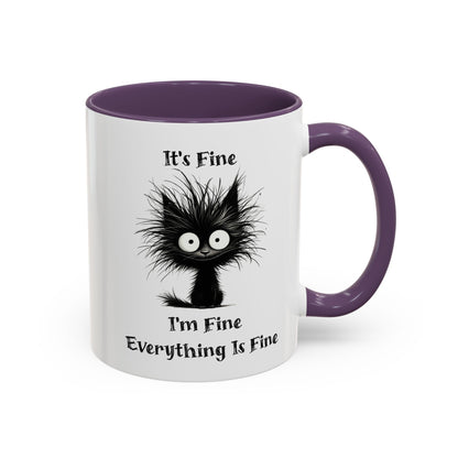 "It's Fine I'm Fine Everything Is Fine" Black Cat Mug