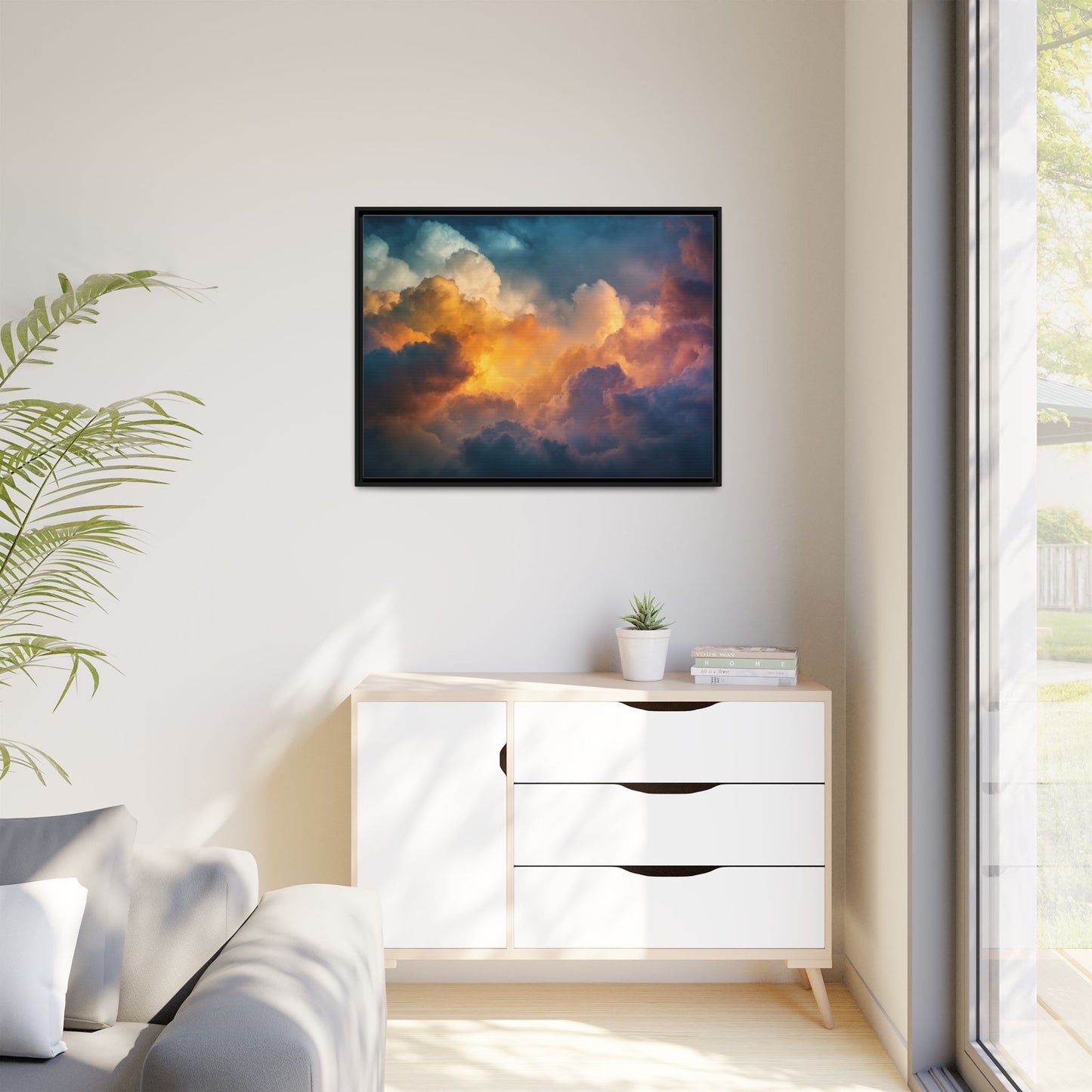 Calming Sky Cloud Framed Canvas Wall Art