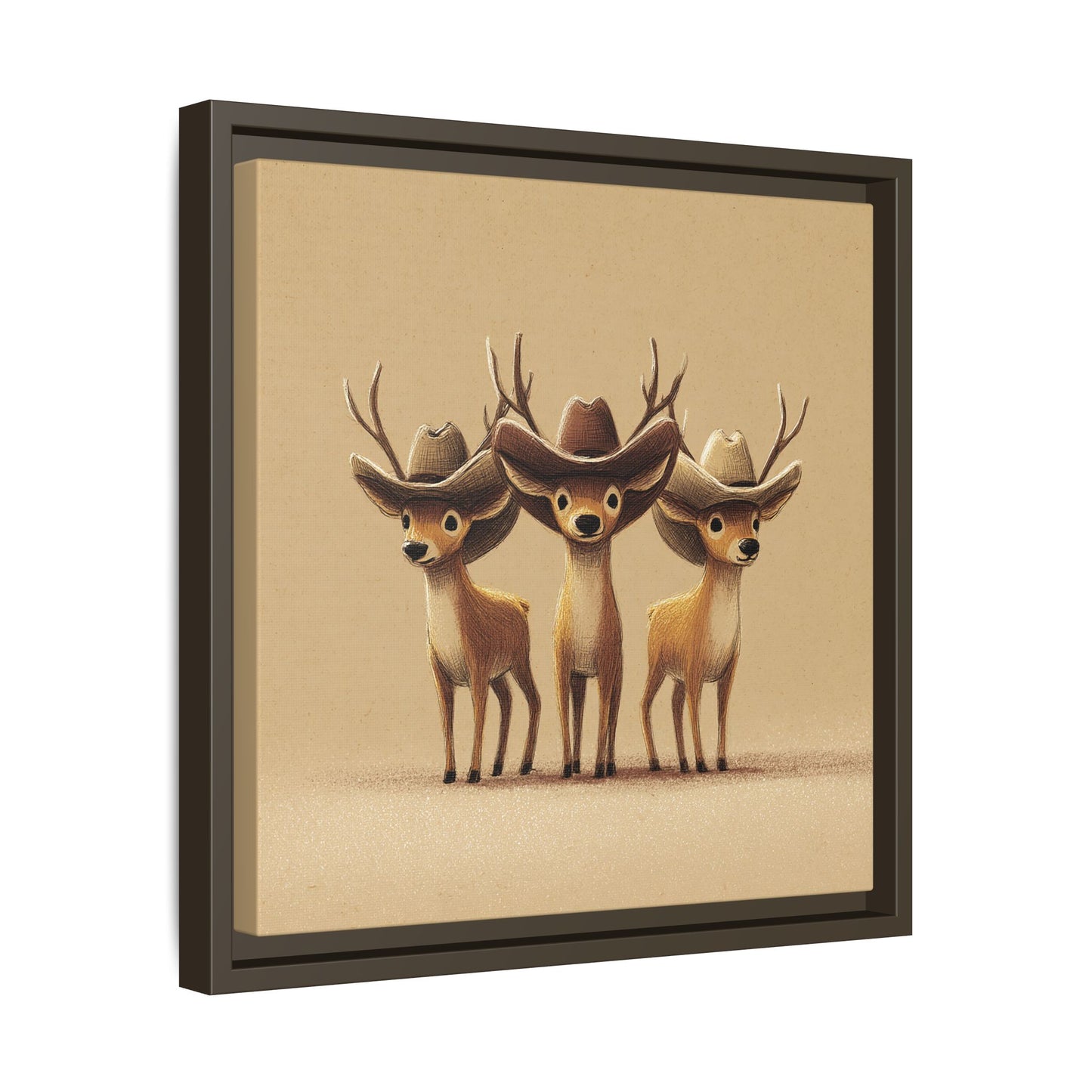 Cowboy Reindeers Christmas Framed Canvas Wall Art