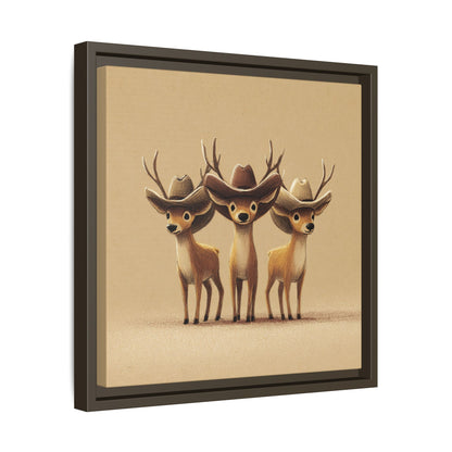 Cowboy Reindeers Christmas Framed Canvas Wall Art