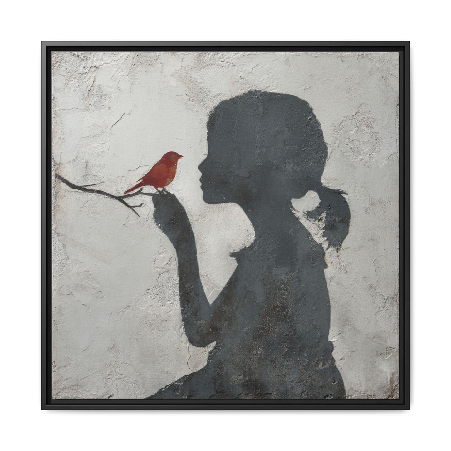 Child silhouette Square Framed Canvas Wall Art