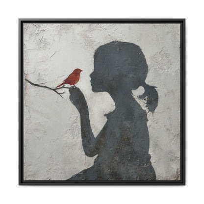 Child silhouette Square Framed Canvas Wall Art