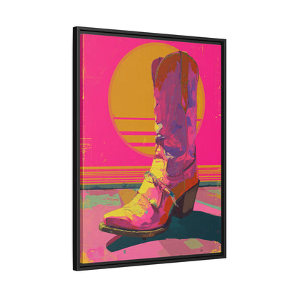 Retro Western Themed Framed Canvas Wall Art