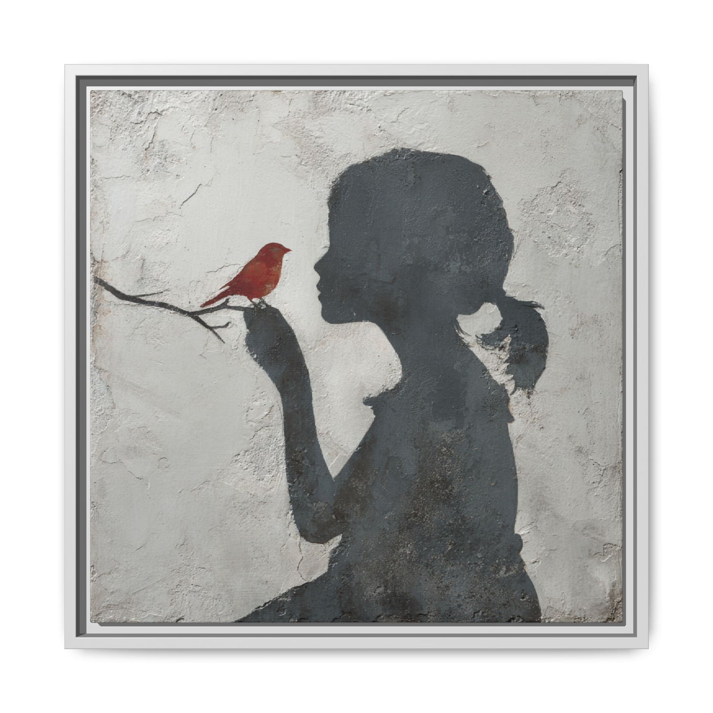 Child silhouette Square Framed Canvas Wall Art