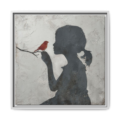 Child silhouette Square Framed Canvas Wall Art