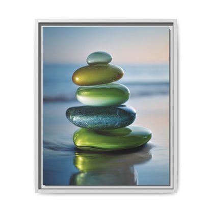 Calming Green Stones Framed Canvas Wall Art
