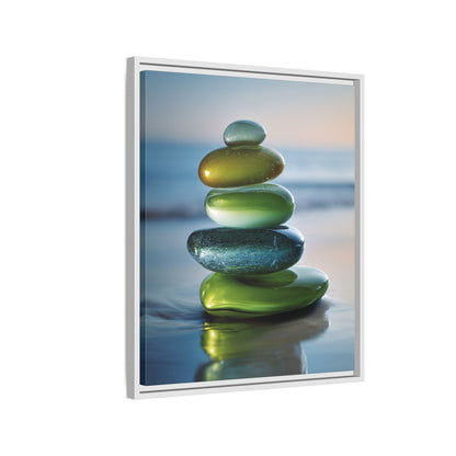 Calming Green Stones Framed Canvas Wall Art