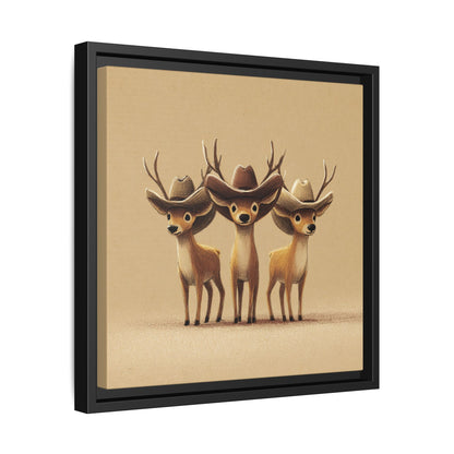 Cowboy Reindeers Christmas Framed Canvas Wall Art