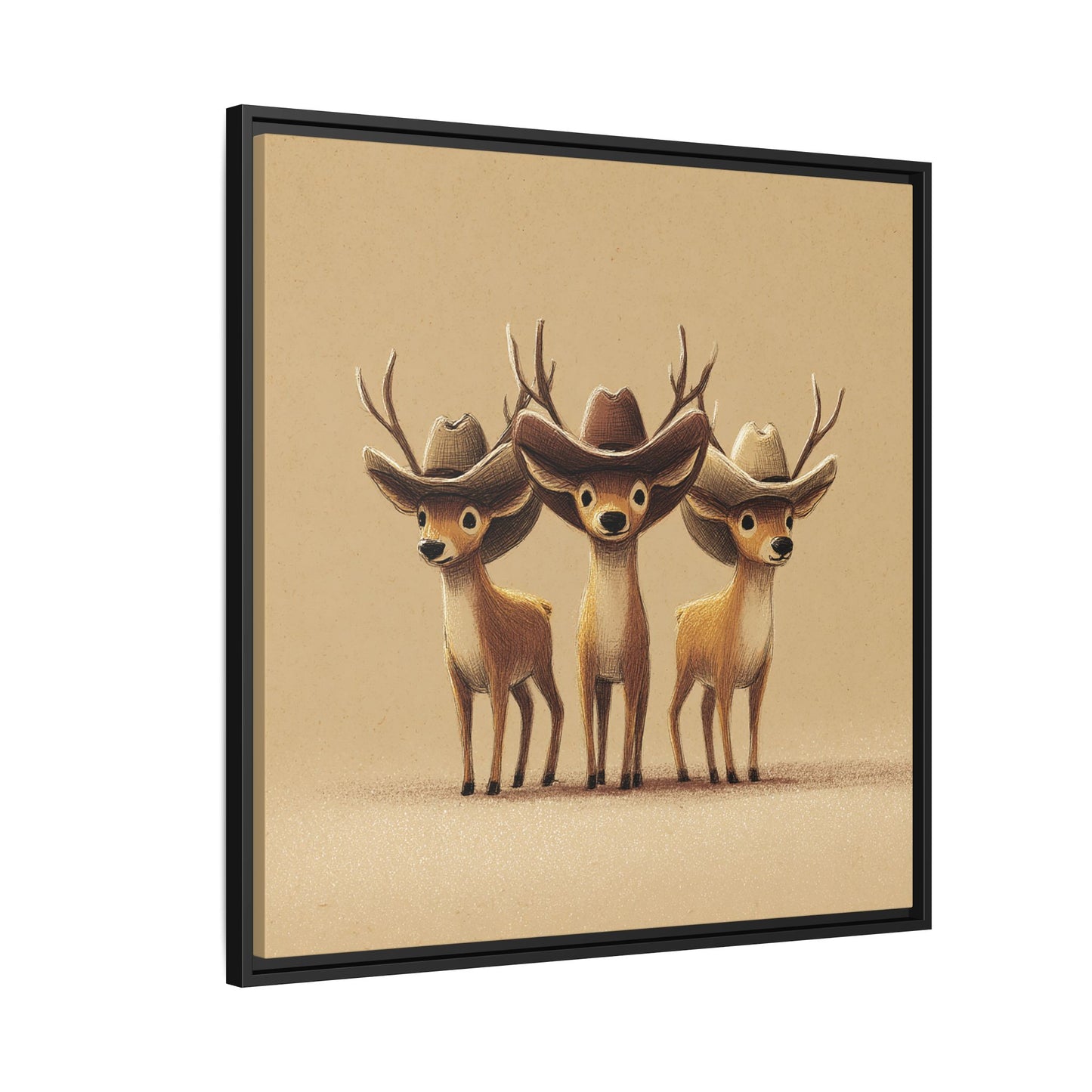 Cowboy Reindeers Christmas Framed Canvas Wall Art