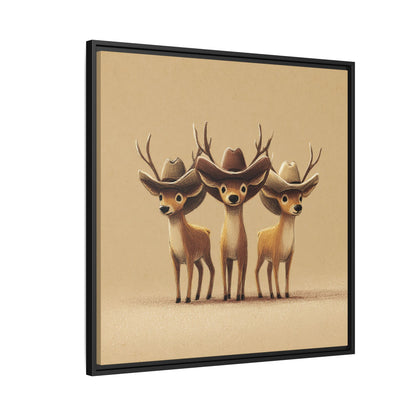 Cowboy Reindeers Christmas Framed Canvas Wall Art