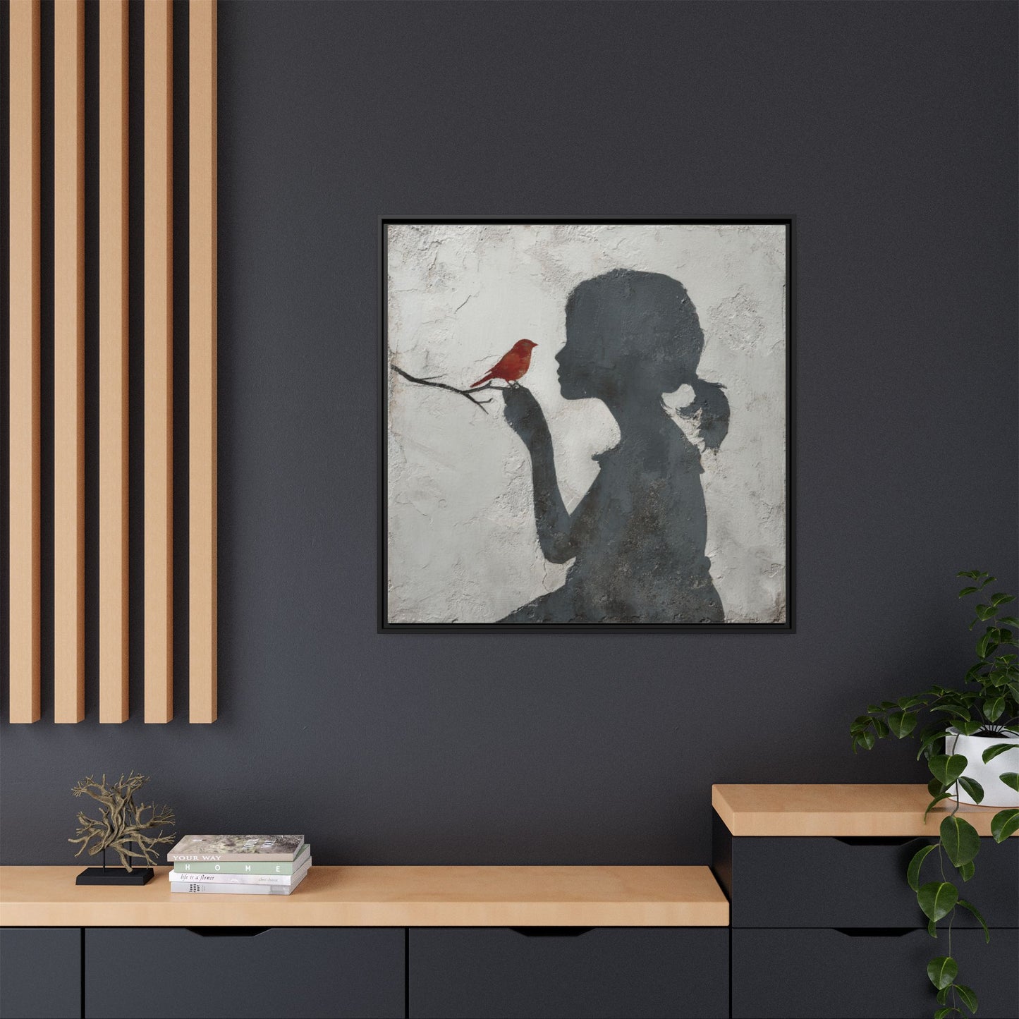 Child silhouette Square Framed Canvas Wall Art