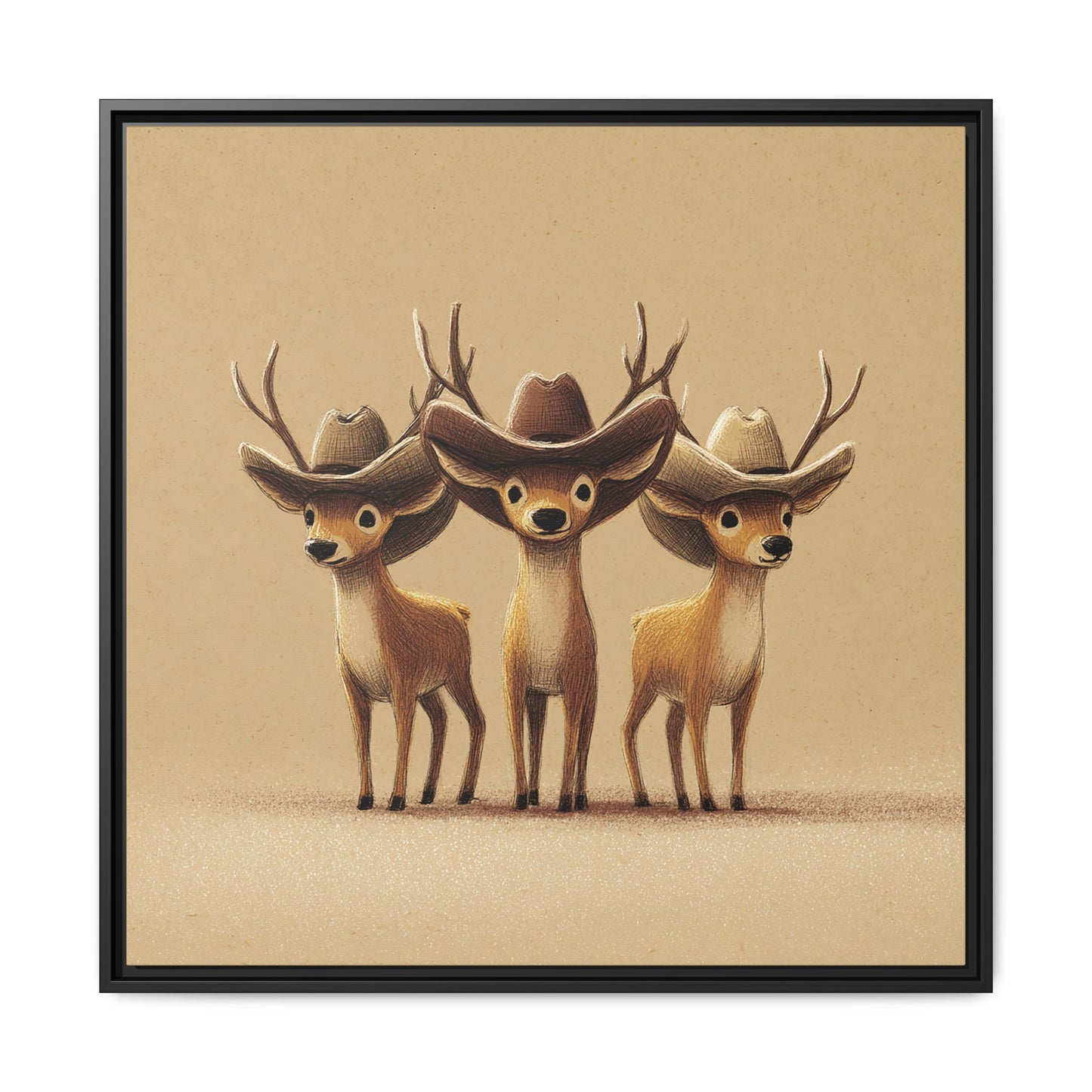 Cowboy Reindeers Christmas Framed Canvas Wall Art