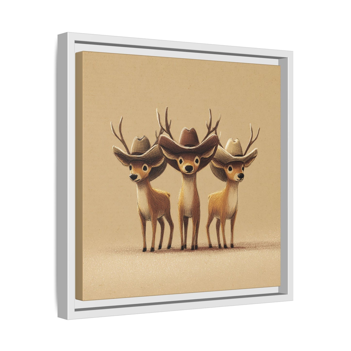 Cowboy Reindeers Christmas Framed Canvas Wall Art