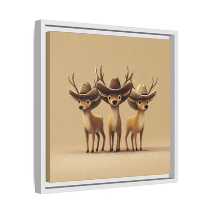 Cowboy Reindeers Christmas Framed Canvas Wall Art