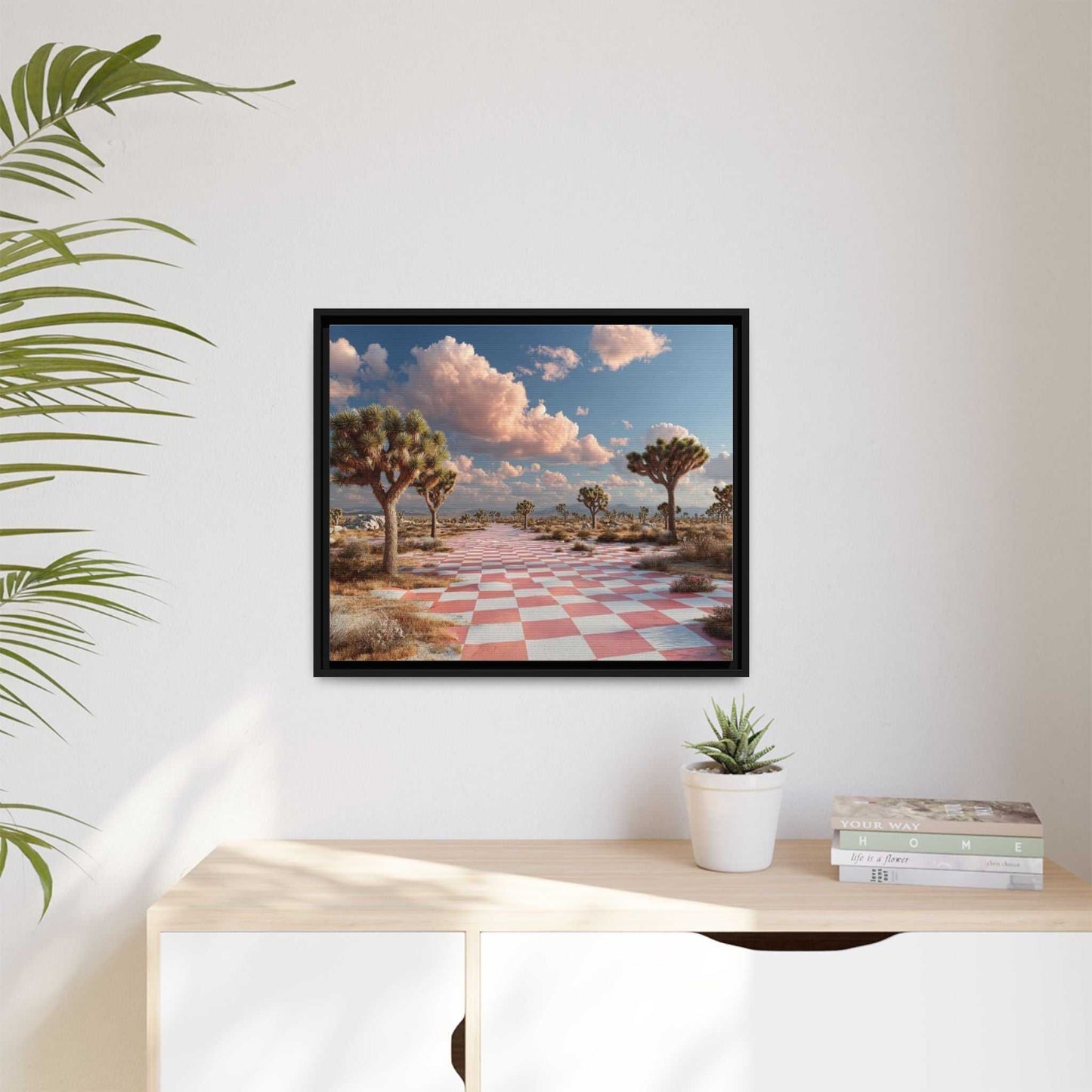 Checkered Desert Framed Canvas Wall Art