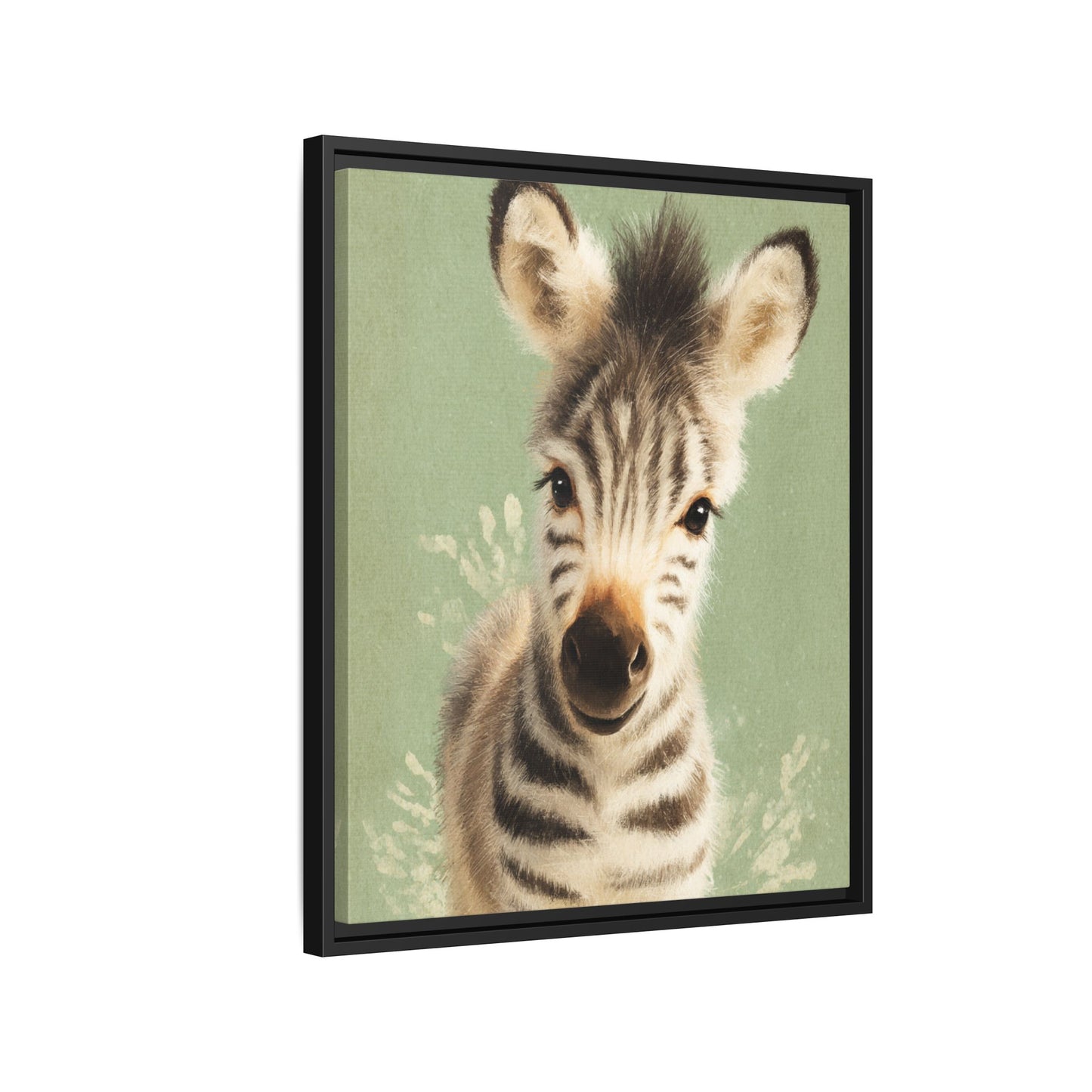 Baby Zebra Nursery Framed Canvas Wall Art