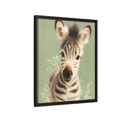 Baby Zebra Nursery Framed Canvas Wall Art