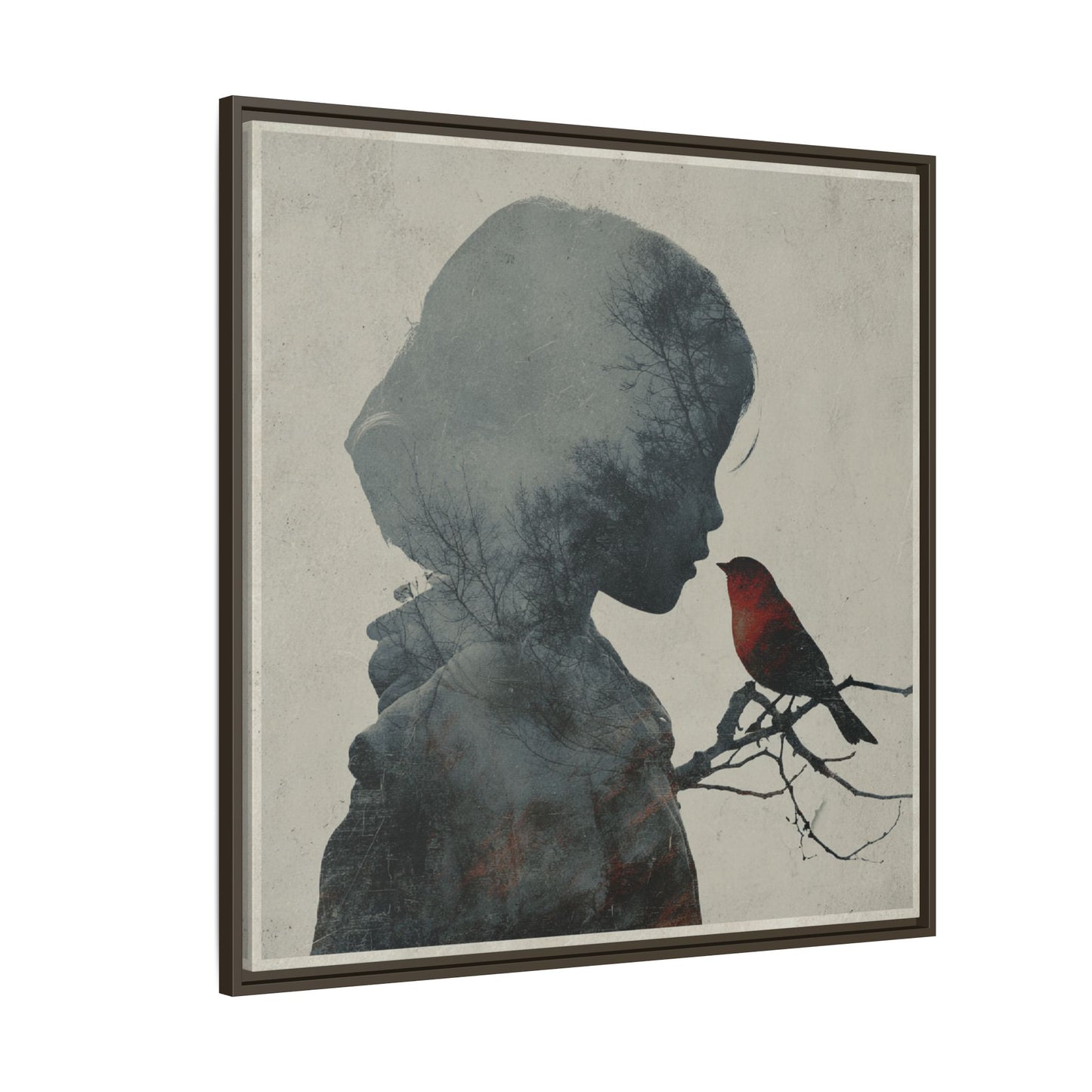 Child Silhouette Square Framed Canvas Wall Art