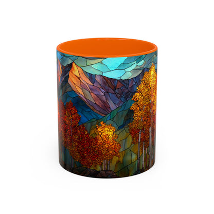 Autumn Mountain Stained Glass Effect Coffee Mug