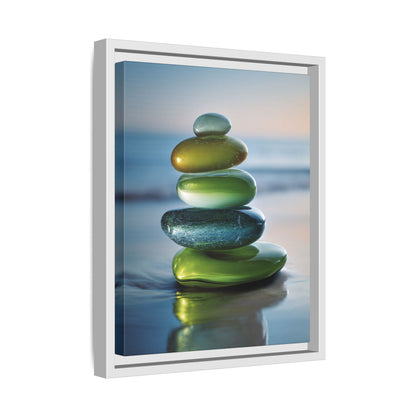 Calming Green Stones Framed Canvas Wall Art