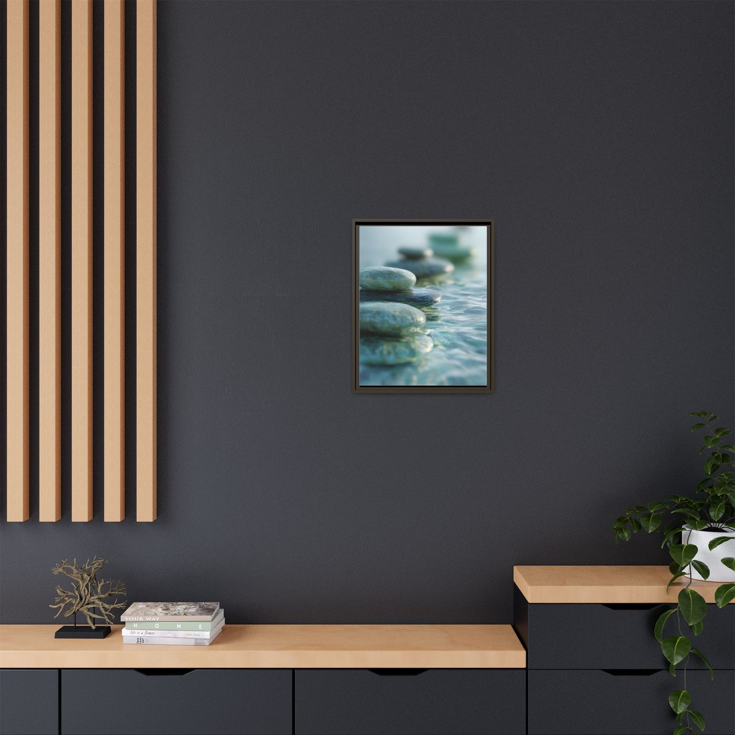 Stone Framed Canvas Wall Art- Zen Wall Decor
