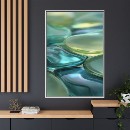 Abstract Green Stones Framed Canvas Wall Art