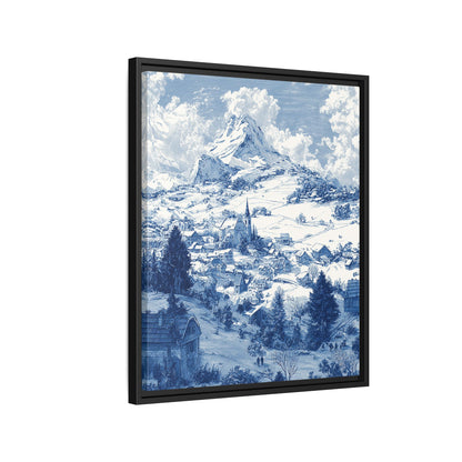 Countryside Blue Toile de Jouy Framed Canvas Wall Art