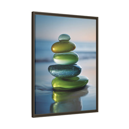 Calming Green Stones Framed Canvas Wall Art