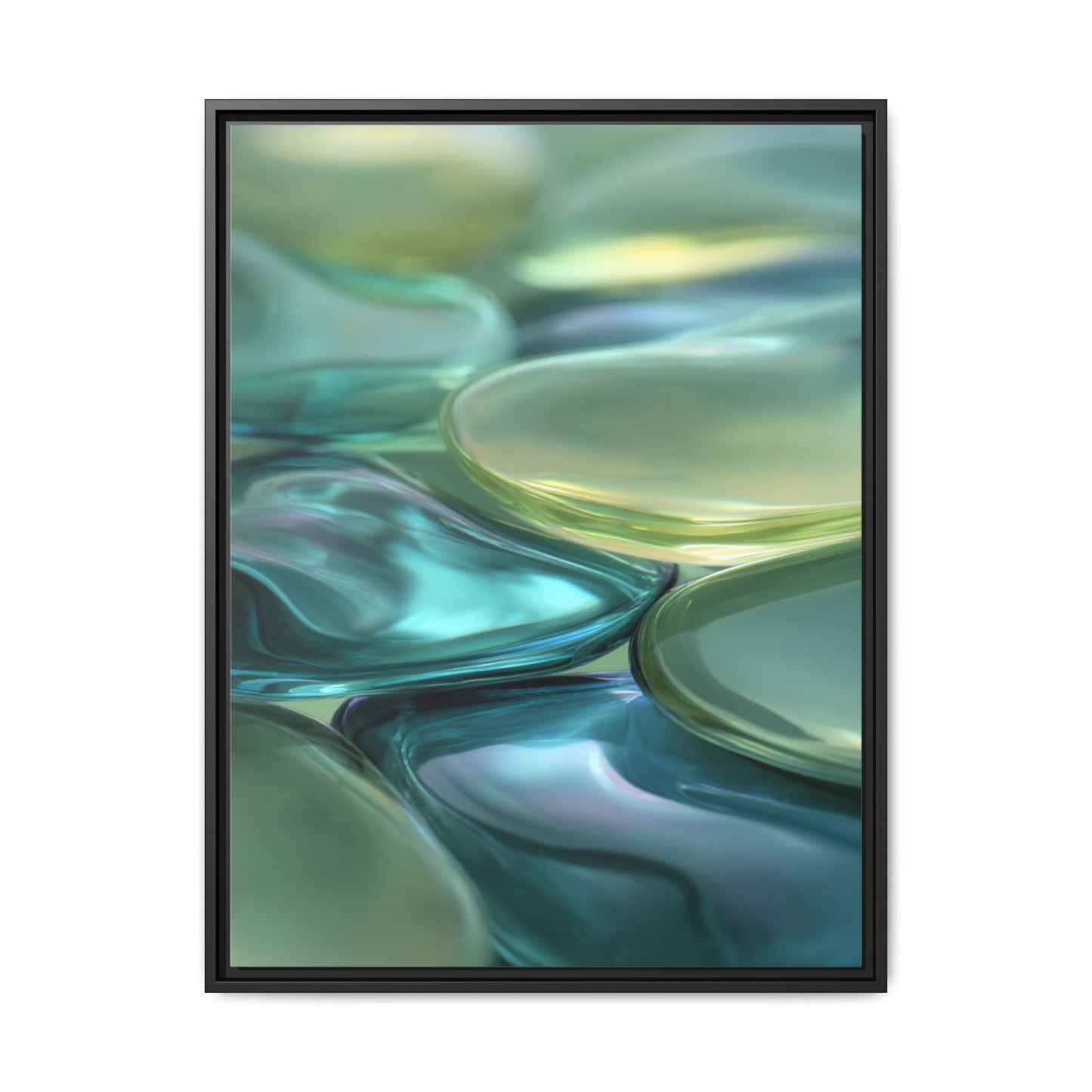 Abstract Green Stones Framed Canvas Wall Art