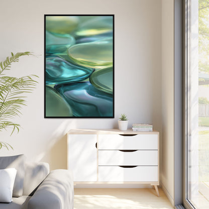 Abstract Green Stones Framed Canvas Wall Art