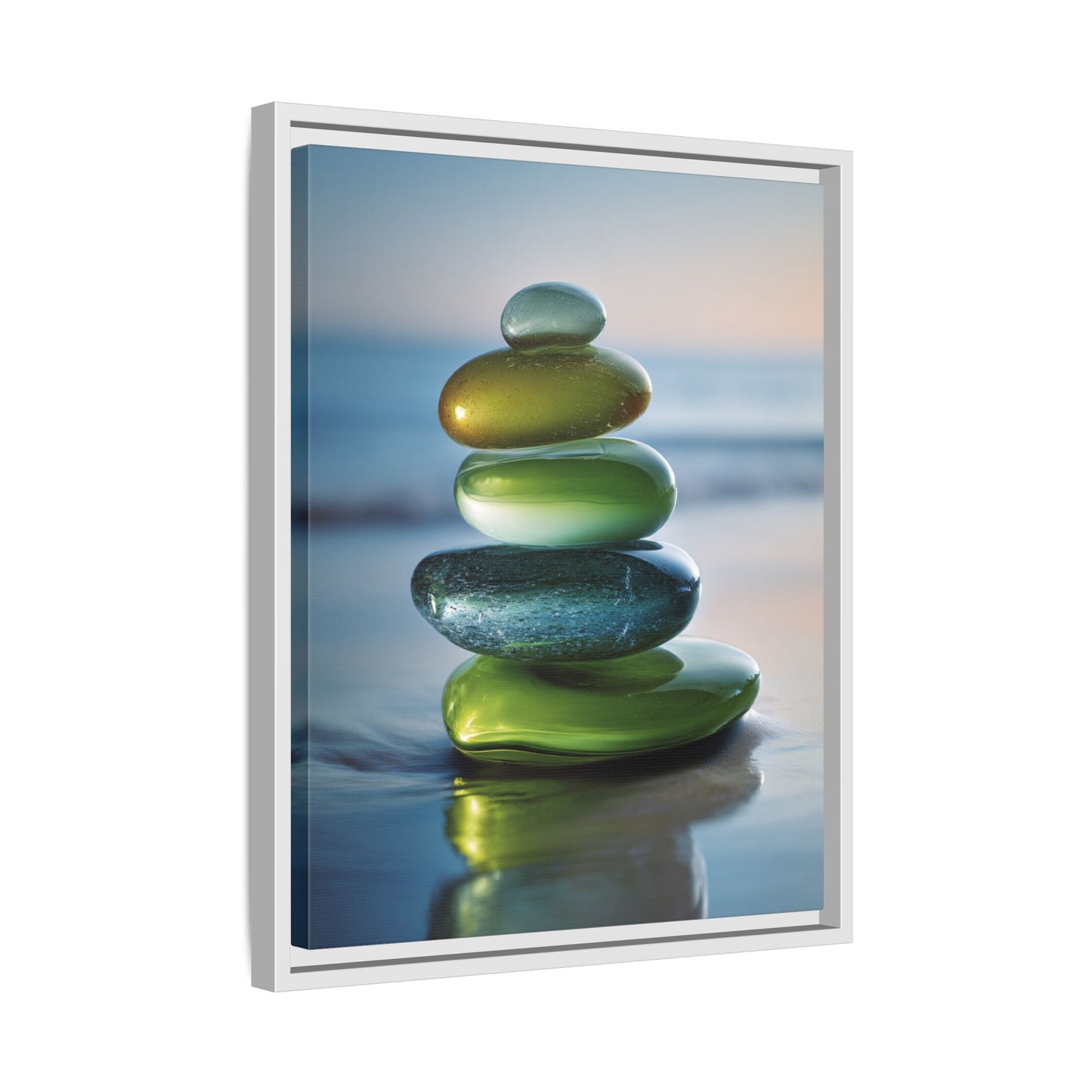 Calming Green Stones Framed Canvas Wall Art