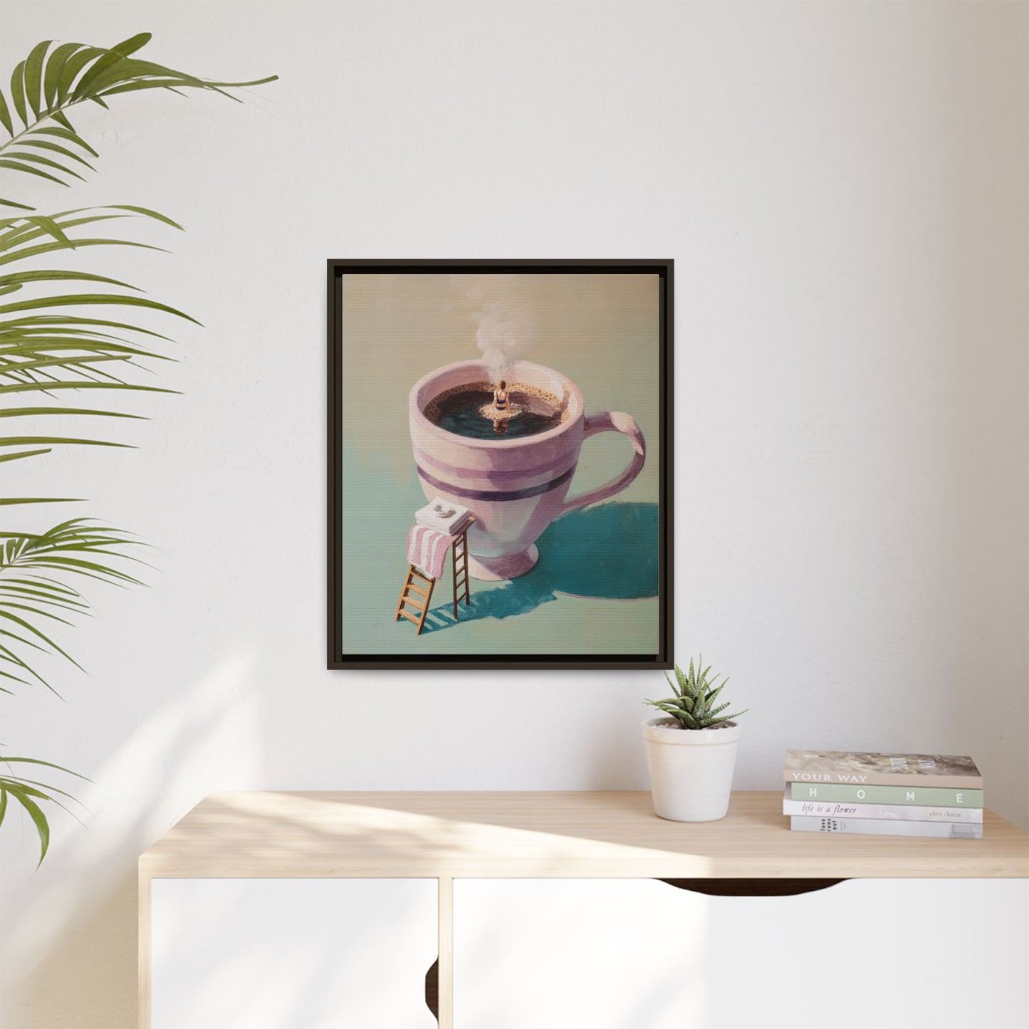 Funny Coffee Lover Framed Canvas Wall Art