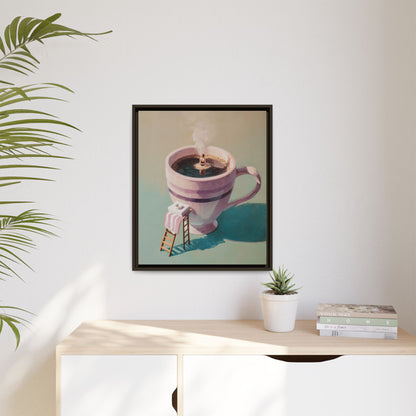 Funny Coffee Lover Framed Canvas Wall Art