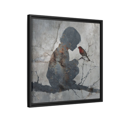 Child Silhouette Square Framed Canvas Wall Art