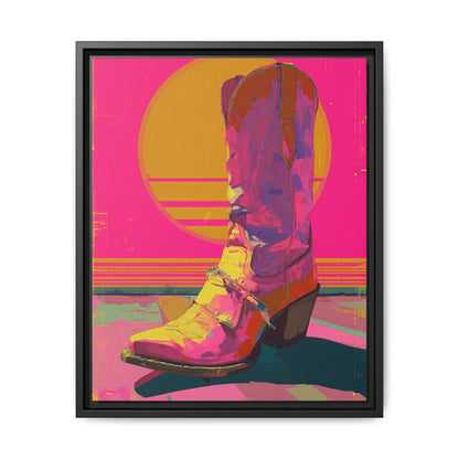 Retro Western Themed Framed Canvas Wall Art