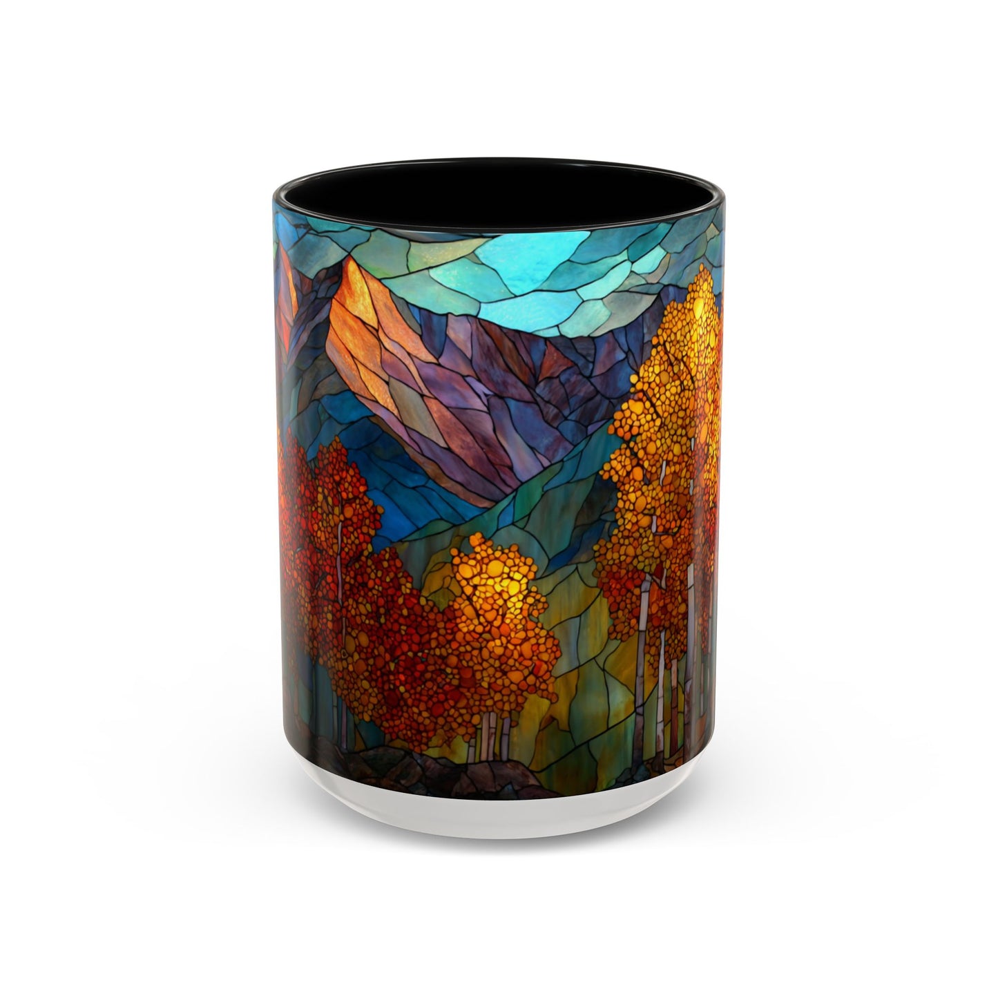 Autumn Mountain Stained Glass Effect Coffee Mug