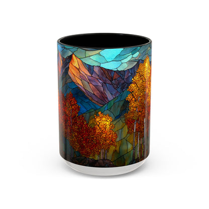 Autumn Mountain Stained Glass Effect Coffee Mug