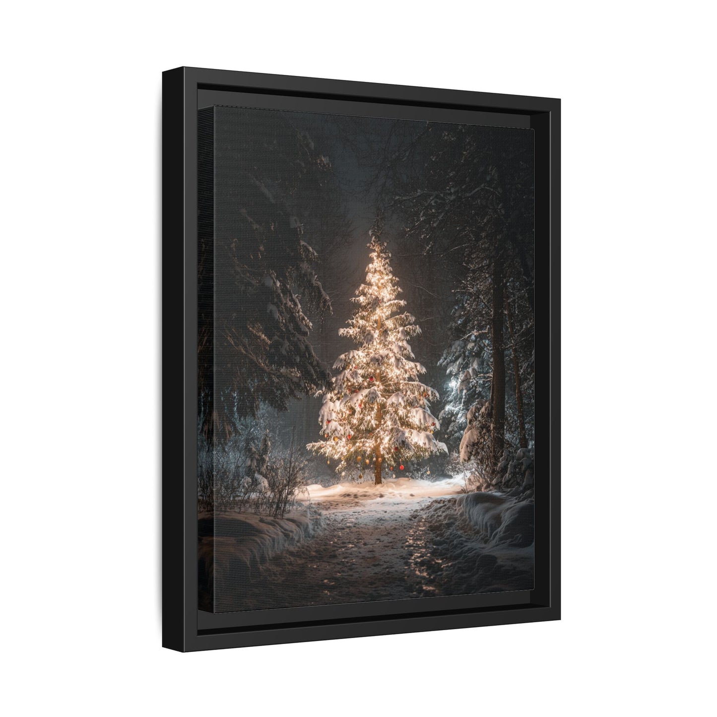 Bright Christmas Tree Framed Canvas Wall Art