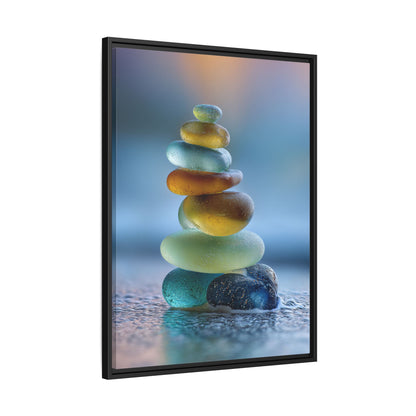 Calming Green Stones Framed Canvas Wall Art